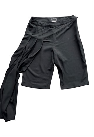 Chanel Shorts Black Tailored Vintage City Drape Medium