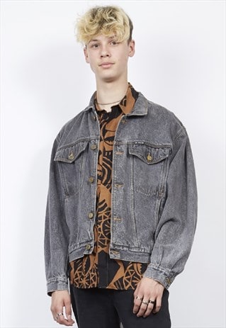VINTAGE 80'S LEE COOPER WASHED GREY DENIM JACKET