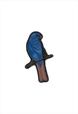 Embroidered Indigo Bunting iron on patch / sew on patch