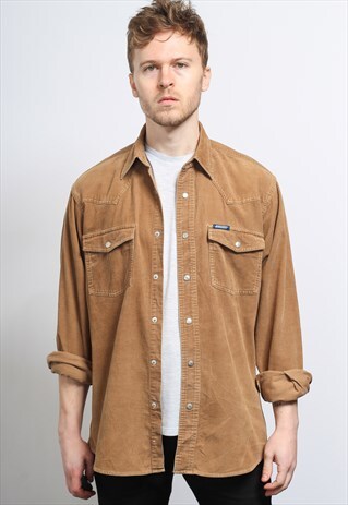 VINTAGE CORDUROY CORD SHIRT BROWN