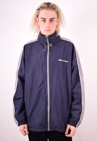 REEBOK MENS VINTAGE JACKET LARGE BLUE 90S