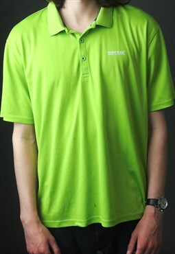 vintage neon green regatta polo shirt in XL
