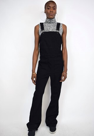 VINTAGE 90S BLACK FLARED DUNGAREES