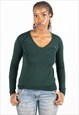 VINTAGE RALPH LAUREN V NECK JUMPER WOMEN'S FOREST GREEN