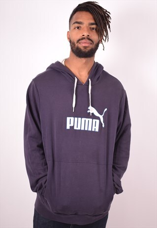 PUMA MENS VINTAGE HOODIE JUMPER XL NAVY BLUE 90S