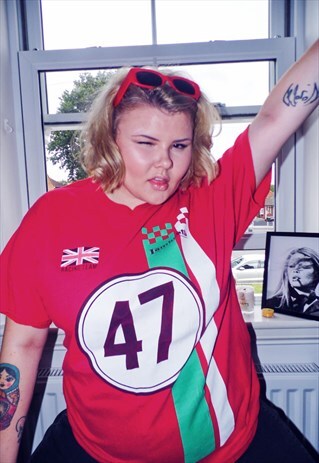 LAMBRETTA T SHIRT OVERSIZED XL MOD RED RACER PRINT
