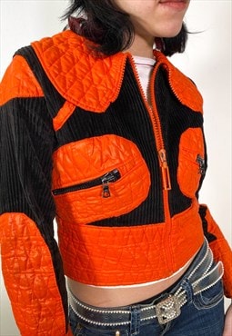 Vintage 90s crop corduroy orange jacket 