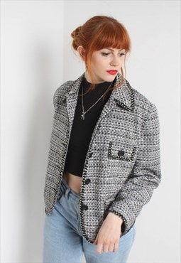 Vintage 80's Big Collared Knitted Evening Jacket Multi