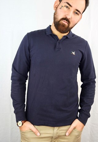 VINTAGE CHEVIGNON NAVY BLUE LONG SLEEVES POLO TEE
