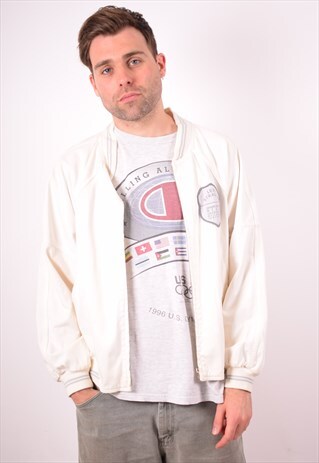 LEVI'S MENS VINTAGE BOMBER JACKET MEDIUM WHITE 90S