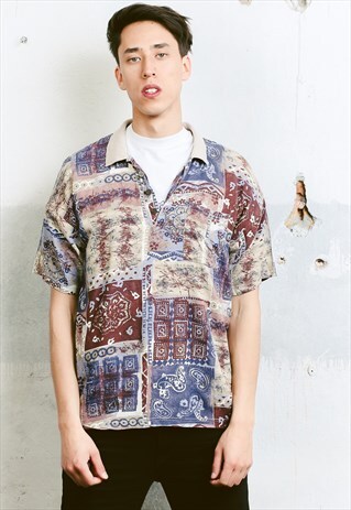 VINTAGE 90S PATTERNED POLO SHIRT