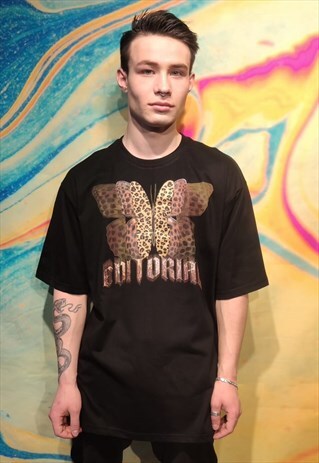 BUTTERY MONOGRAM TEE FLOCK PRINT FAIRY TEE IN BLACK