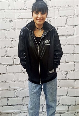 VINTAGE ADIDAS CHILE 62 BLACK TRACKSUIT TOP/JACKET