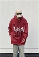 RED PUNK GRAPHIC COTTON OVERSIZED HOODIES 