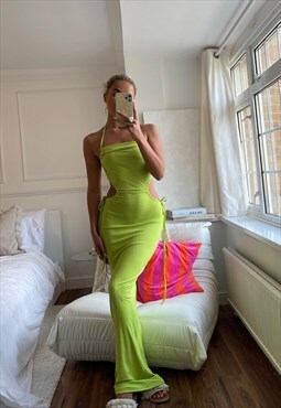 Azelle Collection Green Cut Out Maxi Dress