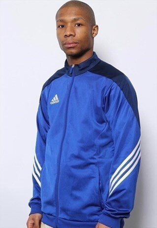 VINTAGE ADIDAS 3 STRIPE LOGO TRACK TOP JACKET BLUE