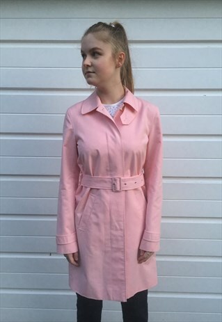 WOMENS RALPH LAUREN COAT LIGHT BABY PINK MIDI MAC TRENCH