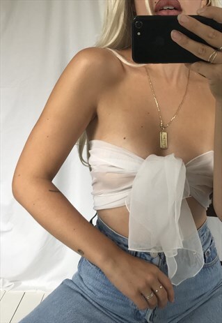 VINTAGE 90S SHEER WHITE SHEER SCARF