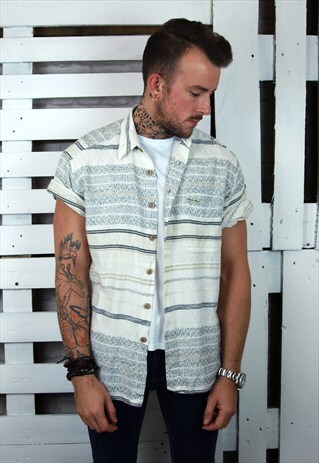 NAVAJO PRINT SHORT SLEEVED COTTON SHIRT