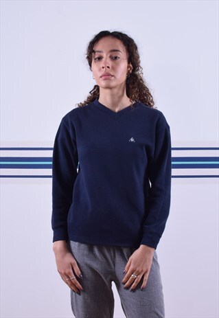 NAVY LE COQ SPORTIF V NECK JUMPER