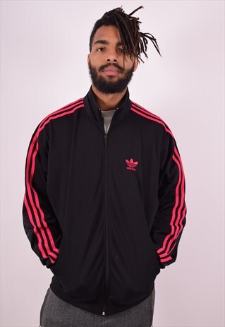ADIDAS MENS VINTAGE TRACKSUIT TOP JACKET XL BLACK 90S