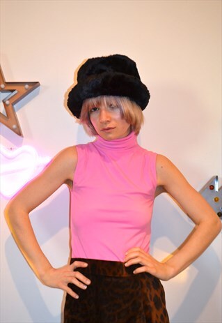 VINTAGE 90'S BUBBLEGUM PINK TURTLENECK VEST TOP