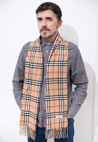VINTAGE BURBERRY CHECKED SCARF BEIGE