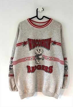 Vintage Wisconsin badgers grey USA sweatshirt medium 