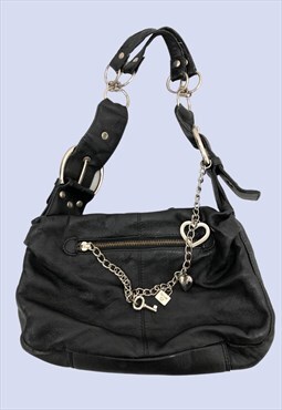 Black Genuine Leather Bag Womens One Size Shoulder Style