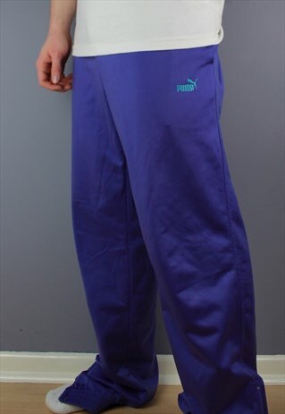 VINTAGE PUMA JOGGERS IN PURPLE WITH EMBROIDERY