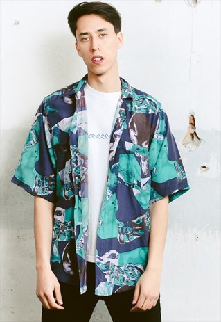 VINTAGE 90S PATTERNED SILK SHIRT