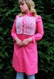 GENUINE VINTAGE 1960S PINK LACE RUFFLE FRONT DAY DRESS