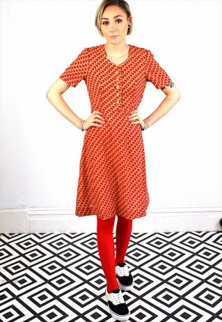 VINTAGE 80'S JAPANESE GEOMETRIC PRINT DRESS