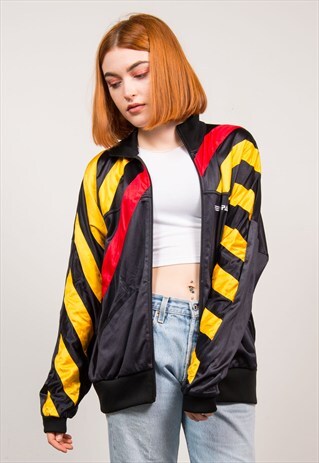 VINTAGE 90'S BLACK STRIPED TRACKSUIT JACKET