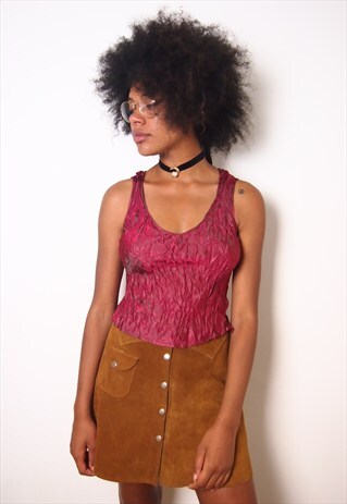 MARRON CREASED CROP TOP
