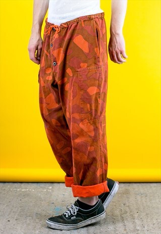 REVERSIBLE VINTAGE OVERDYED ORANGE ARMY CAMO TROUSERS