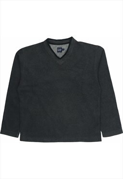 Gap 90's V Neck Fleece Sweatshirt Medium Black