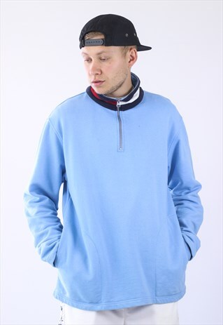 VINTAGE MENS TOMMY PULLOVER SWEATER HALF ZIP COLLAR LOGO