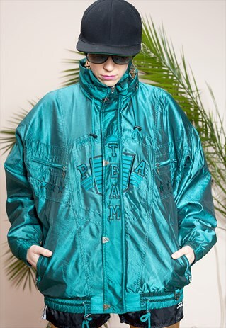 UNIQUE VINTAGE METALLIC TEAL JACKET FROM THE EARLY 90S