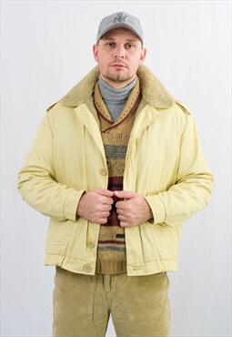 Vintage 60s sherpa jacket in cream yellow L