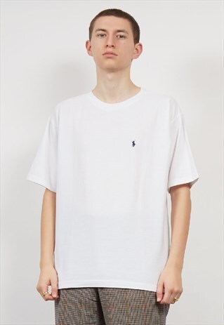 VINTAGE 90'S POLO RALPH LAUREN WHITE LOGO T-SHIRT