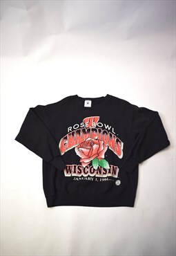 Vintage 90s Delta Black Rose Bowl Graphic Sweatshirt 