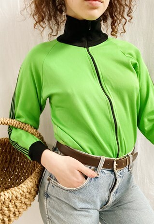 VINTAGE 70S LIME CITRUS SPORTS TRACKSUIT JACKET SWEATSHIRT