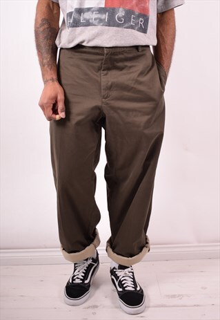 AVIREX MENS VINTAGE TROUSERS W40 L32 KHAKI 90S