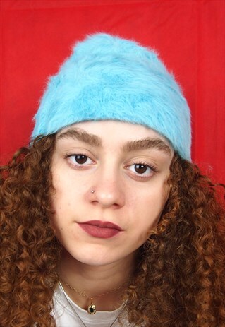 BLUE FLUFFY BEANIE