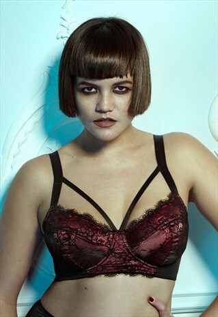IRENA RUST SATIN AND LACE HARNESS FULL BUST BRA