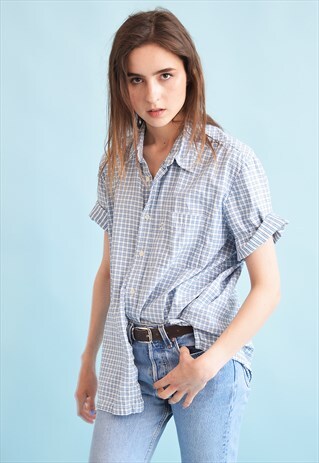 90'S RETRO LEVI'S TARTAN OVERSIZED BOYFRIENDS SHIRT TOP