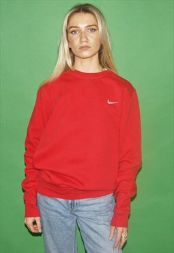 Vintage Y2K Nike Basic Breast Logo Red Jumper / Sweatshirt M
