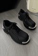 METAL PLATED SHOES GOING OUT TRAINERS CATWALK SNEAKERS BLACK