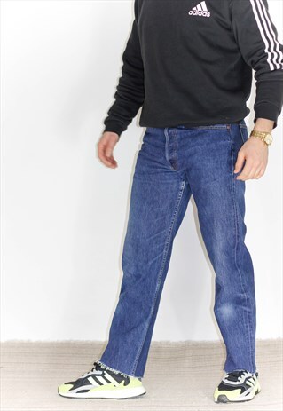VINTAGE 90'S 501 RAW HEM BLUE LEVI JEANS